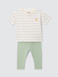 John Lewis ANYDAY Baby Stripe Lemon Top & Leggings Set, Green/Multi