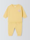 John Lewis ANYDAY Baby Smile Motif Sweatshirt & Jogger Set, Yellow, Yellow