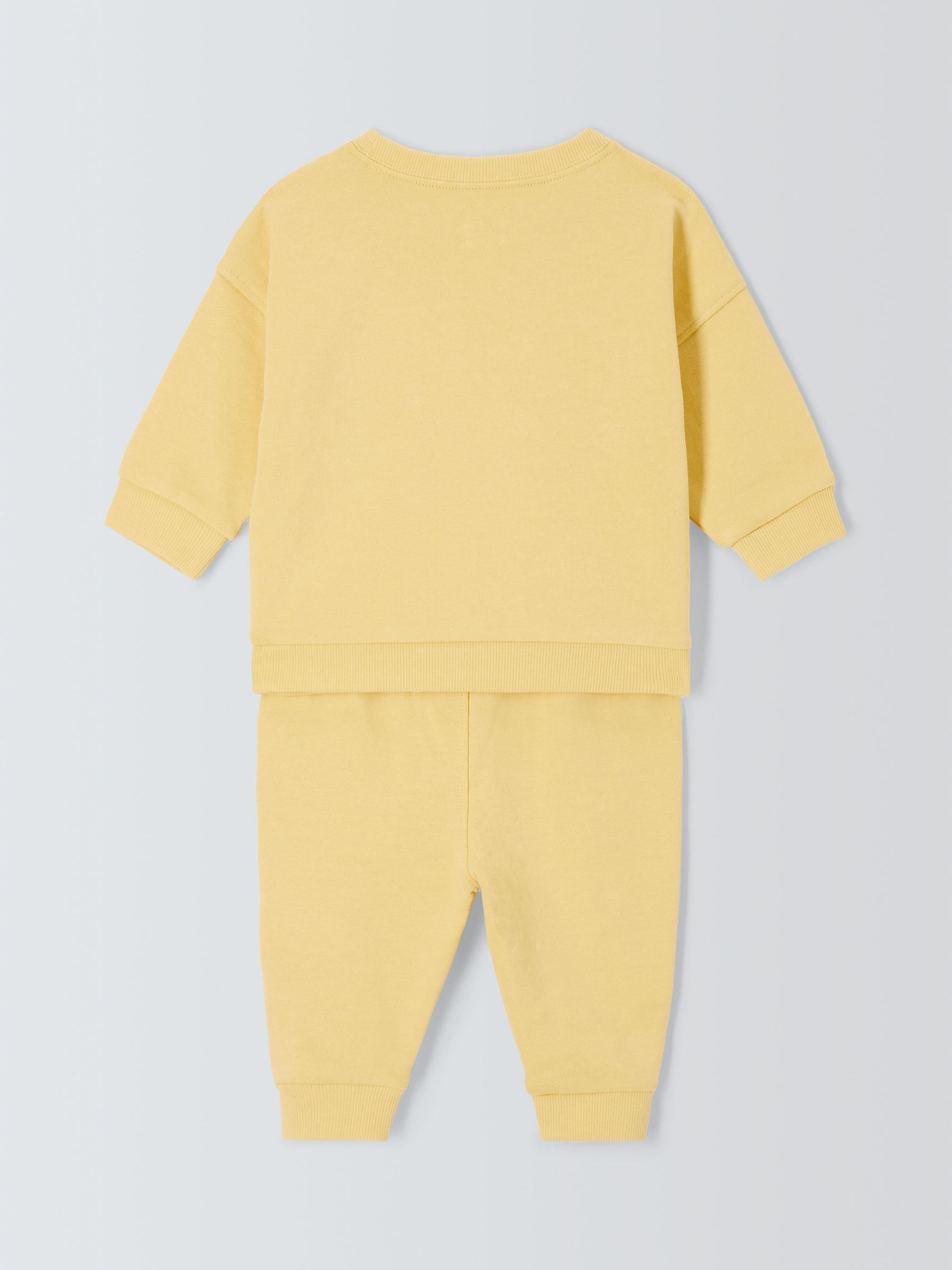 John Lewis ANYDAY Baby Smile Motif Sweatshirt & Jogger Set, Yellow, 6-9 months