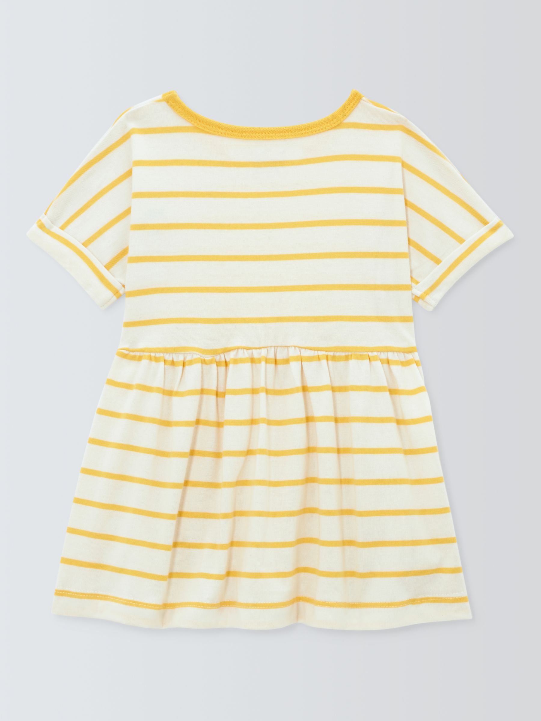 John Lewis Baby Cotton Stripe Dress, Yellow, 3-6 months