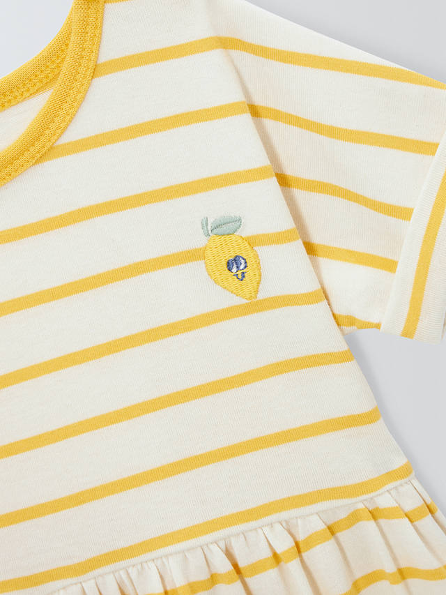 John Lewis Baby Cotton Stripe Dress, Yellow