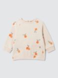 John Lewis Baby Oranges Print Sweatshirt, Neutrals/Orange