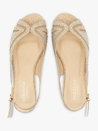 Paradox London Jocelyn Wide Fit Sparkle Wedge Sandals, Champagne