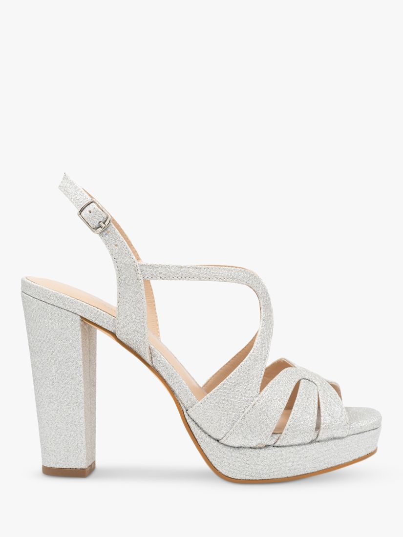 Paradox London Rebecca Glitter Platform Sandals Silver at John