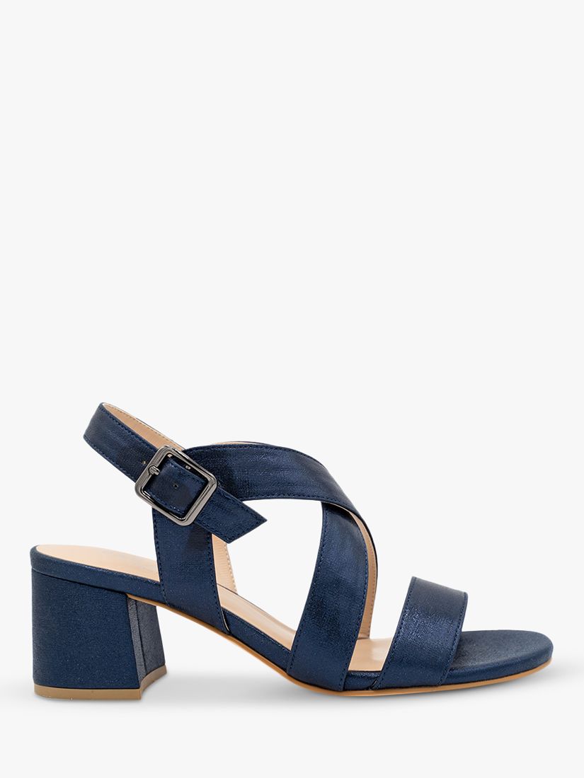 Paradox London Ida Block Heel Strappy Sandals, Navy at John Lewis ...