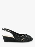 Paradox London Jocelyn Wide Fit Sparkle Wedge Sandals, Black