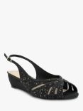 Paradox London Jocelyn Wide Fit Sparkle Wedge Sandals, Black