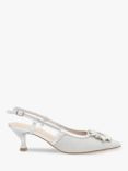 Paradox London Catalina Shimmer Brooch Slingback Court Shoes, Silver