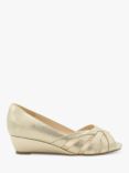 Paradox London Judy Wide Fit Shimmer Wedge Heel Sandals, Champagne