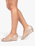 Paradox London Judy Wide Fit Shimmer Wedge Heel Sandals, Champagne
