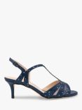 Paradox London Mirabel Shimmer Kitten Heel Sandals, Navy