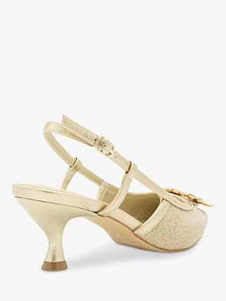 Paradox London Catalina Shimmer Brooch Slingback Court Shoes, Champagne