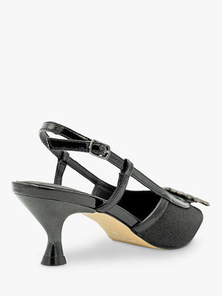 Paradox London Catalina Shimmer Brooch Slingback Court Shoes, Black