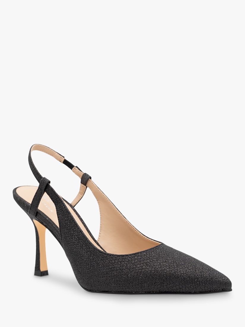 Paradox London Carli Shimmer Slingback Court Shoes, Black at John Lewis \u0026  Partners