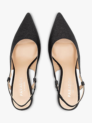 Paradox London Carli Shimmer Slingback Court Shoes, Black