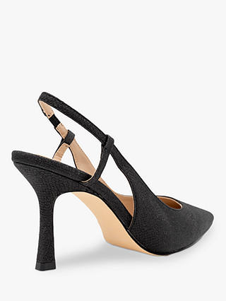 Paradox London Carli Shimmer Slingback Court Shoes, Black
