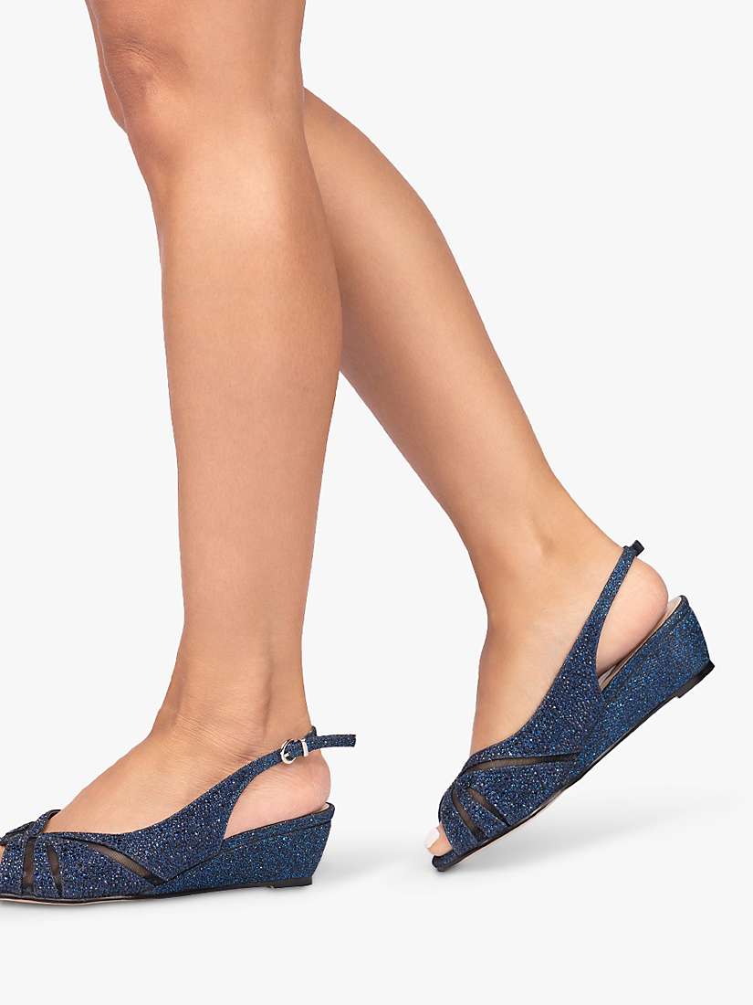 Buy Paradox London Jocelyn Glitter Wide Fit Wedge Sandals, Navy Online at johnlewis.com