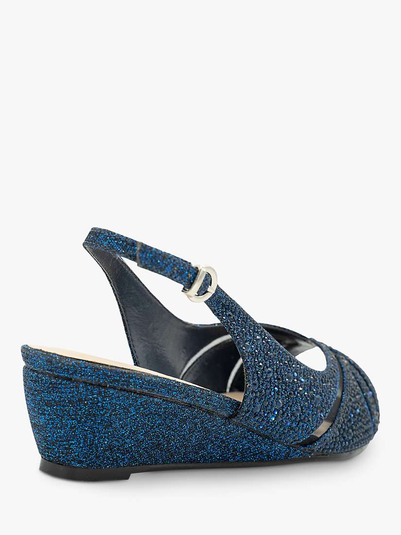 Buy Paradox London Jocelyn Glitter Wide Fit Wedge Sandals, Navy Online at johnlewis.com