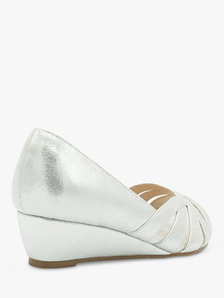 Paradox London Judy Wide Fit Shimmer Wedge Heel Sandals, Silver