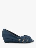Paradox London Judy Wide Fit Shimmer Wedge Heel Sandals, Navy