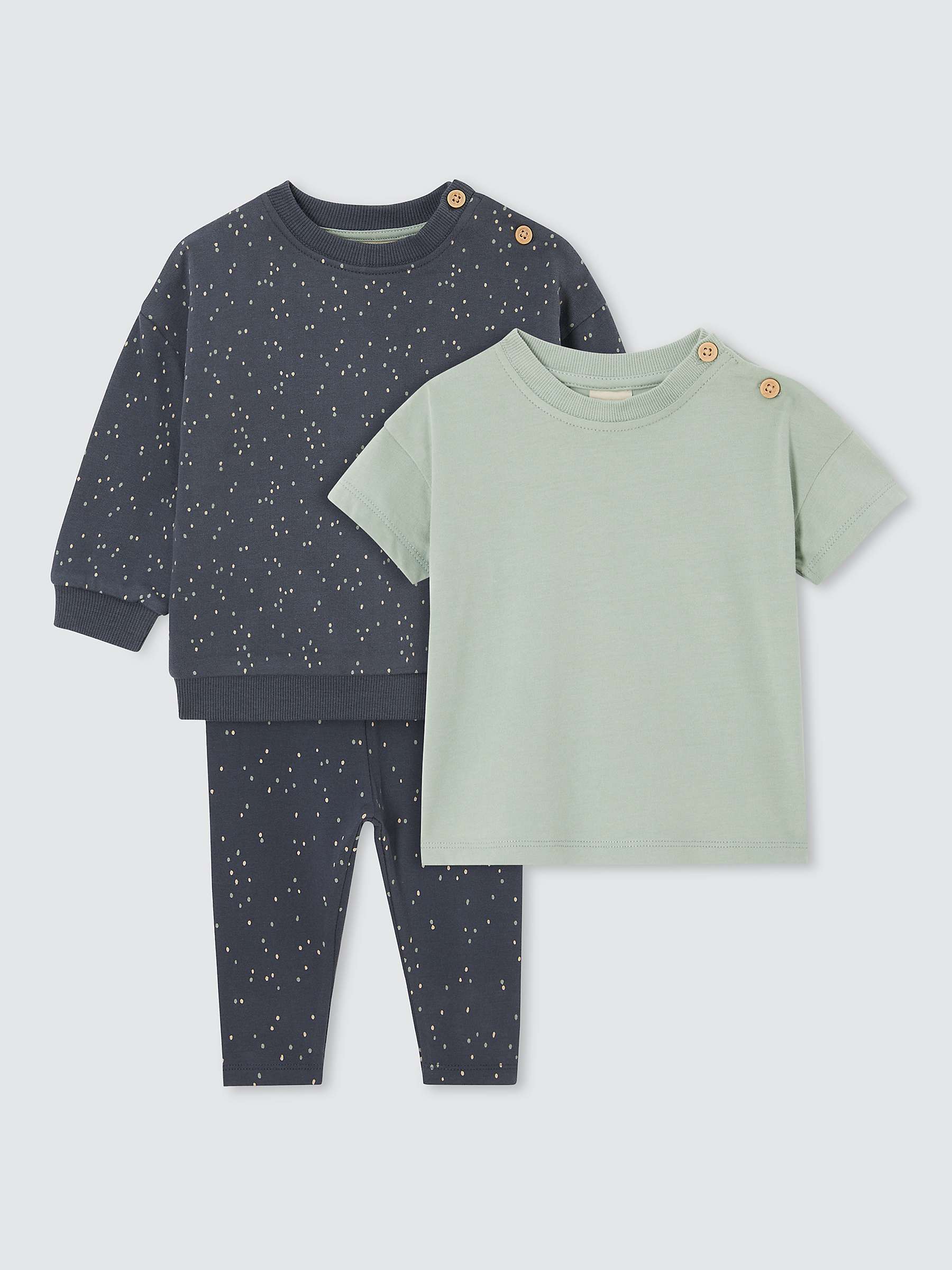 Buy John Lewis Baby Spotty Sweatshirt Leggings & T-Shirt Set, Navy/Multi Online at johnlewis.com