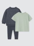 John Lewis Baby Spotty Sweatshirt Leggings & T-Shirt Set, Navy/Multi