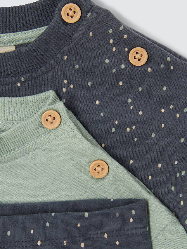 John Lewis Baby Spotty Sweatshirt Leggings & T-Shirt Set, Navy/Multi