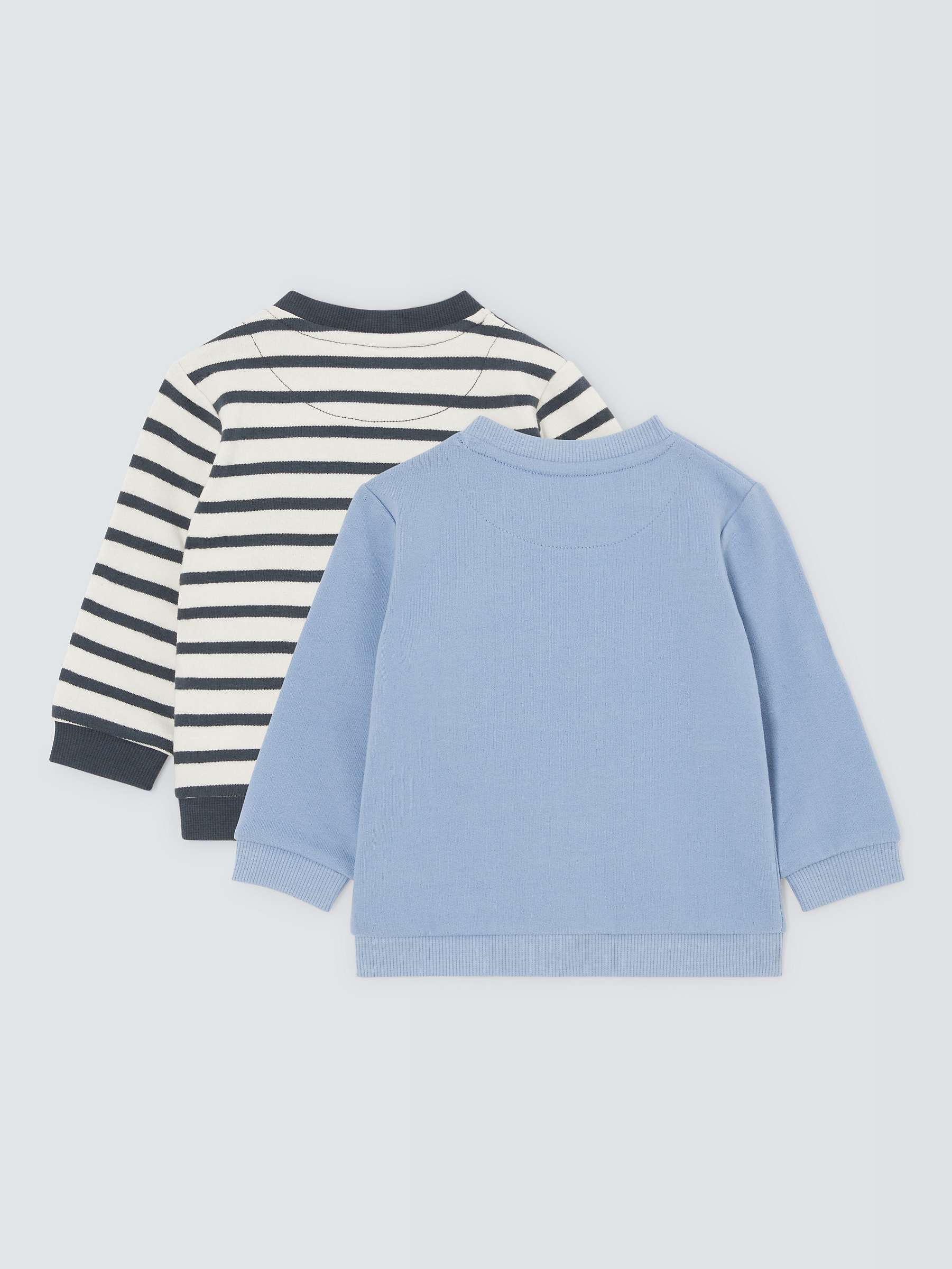 Buy John Lewis Baby Plain & Stripe Sweatshirt, Pack of 2, Blue/Multi Online at johnlewis.com