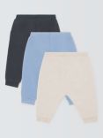 John Lewis Baby Plain Joggers, Pack of 3, Multi