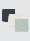 John Lewis Baby Ribbed Cycling Shorts, Pack of 3, Neutrals/Multi