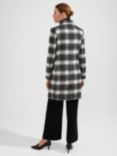 Hobbs Dani Wool Blend Check Coat, Black/Ivory