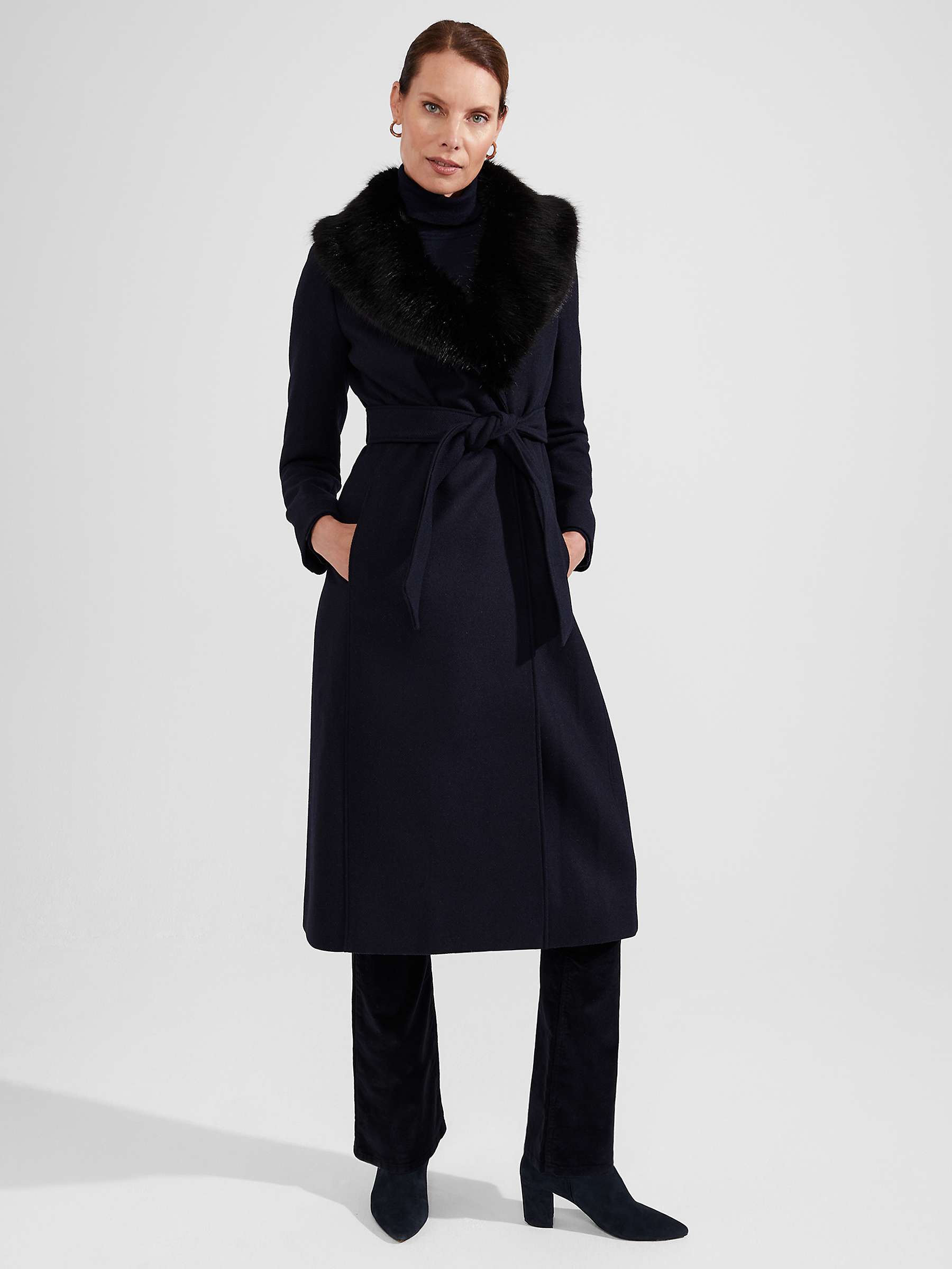 Buy Hobbs Arielle Wool Blend Coat, Navy Online at johnlewis.com