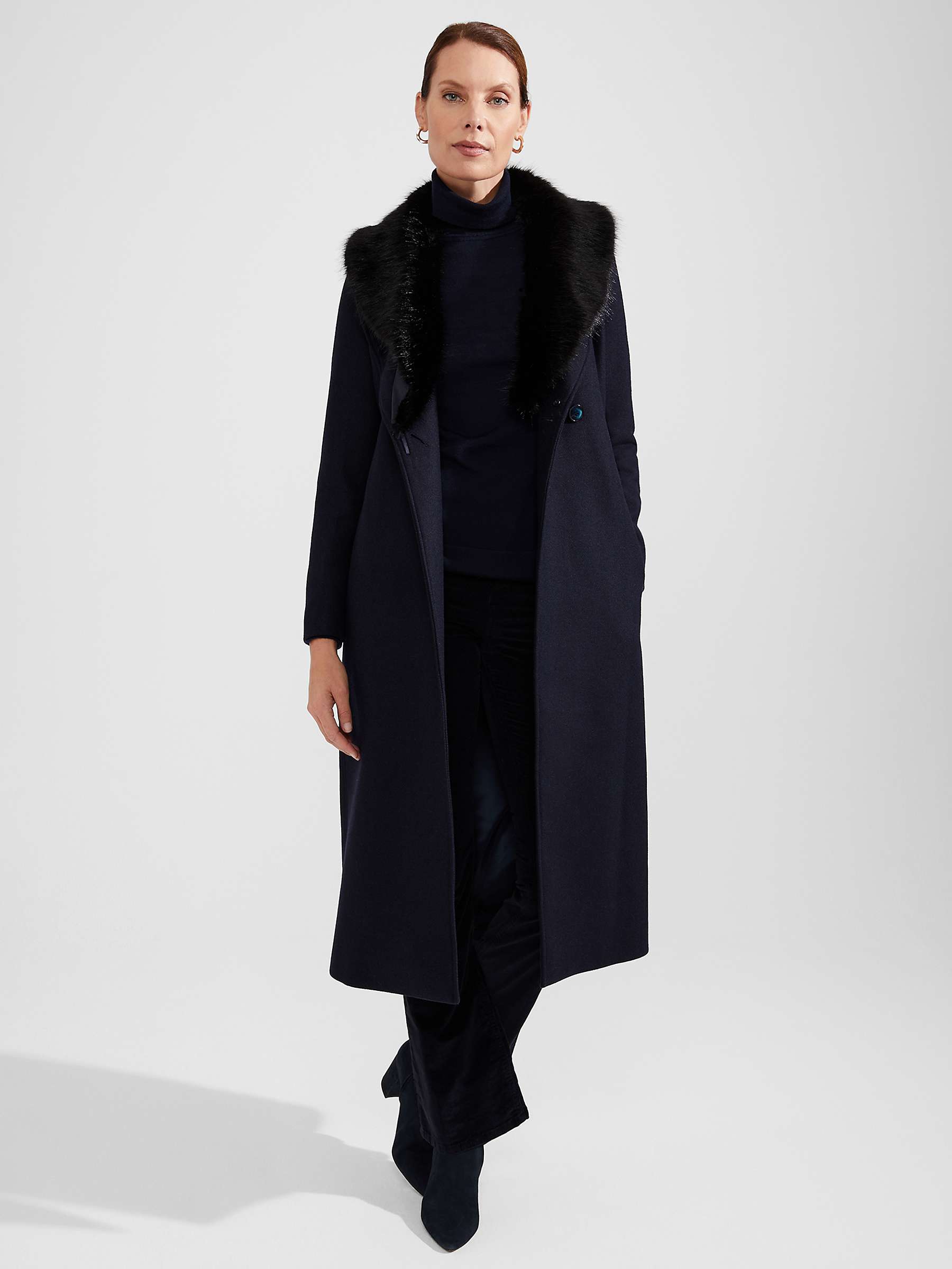 Buy Hobbs Arielle Wool Blend Coat, Navy Online at johnlewis.com