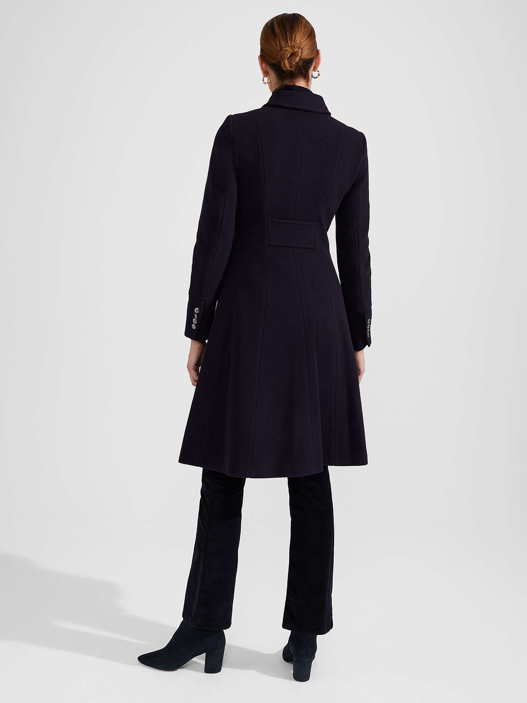 Hobbs Clarisse Wool and Cashmere Blend Coat, Navy at John Lewis & Partners