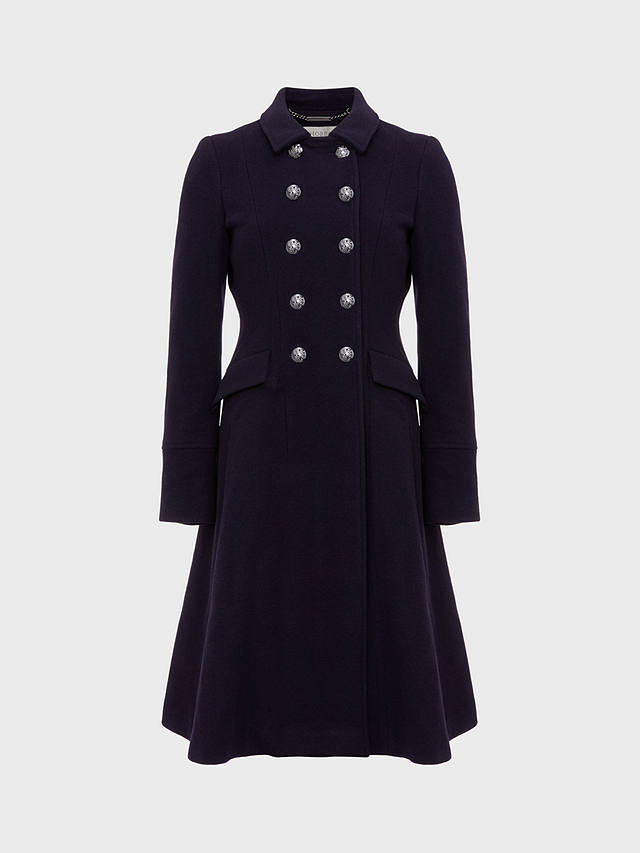 Hobbs Clarisse Wool and Cashmere Blend Coat, Navy