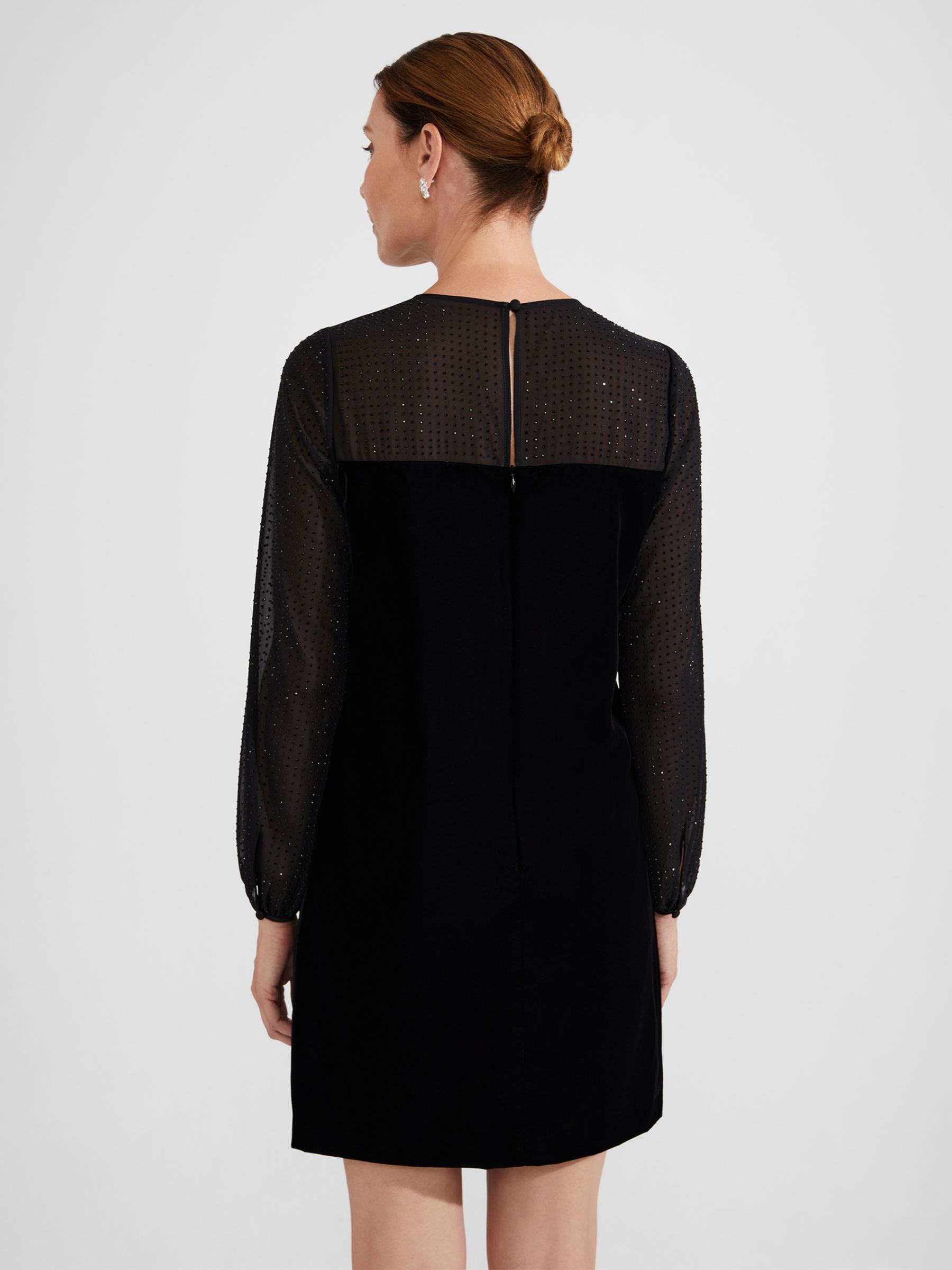 Hobbs Zariah Velvet Mini Dress Black at John Lewis Partners