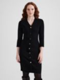 Hobbs Marlee Rib Knit Button Front Dress, Black