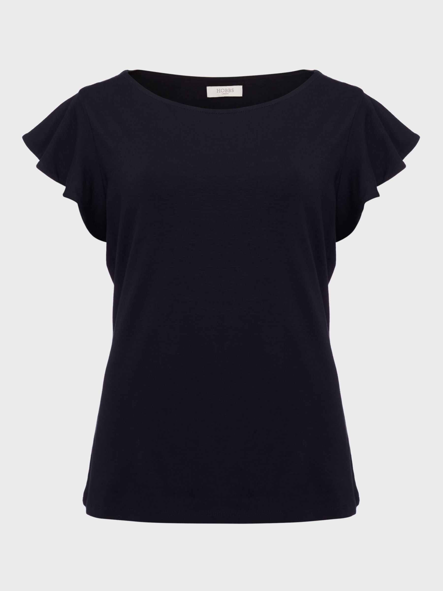 Hobbs Nessie Frill Sleeve Top, Navy at John Lewis & Partners