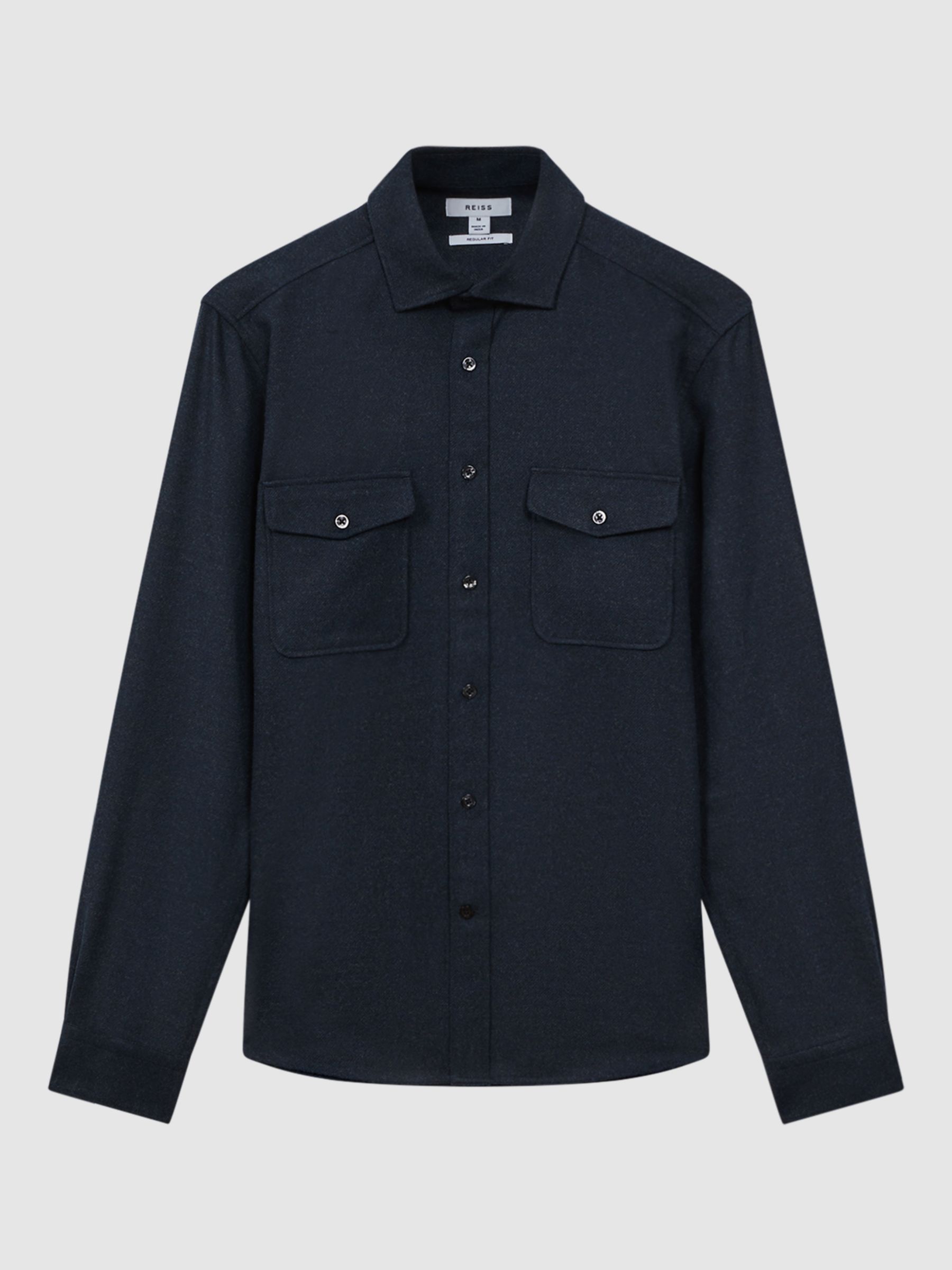 Reiss Chaser Long Sleeve Twin Pocket Shirt, Navy, XXL
