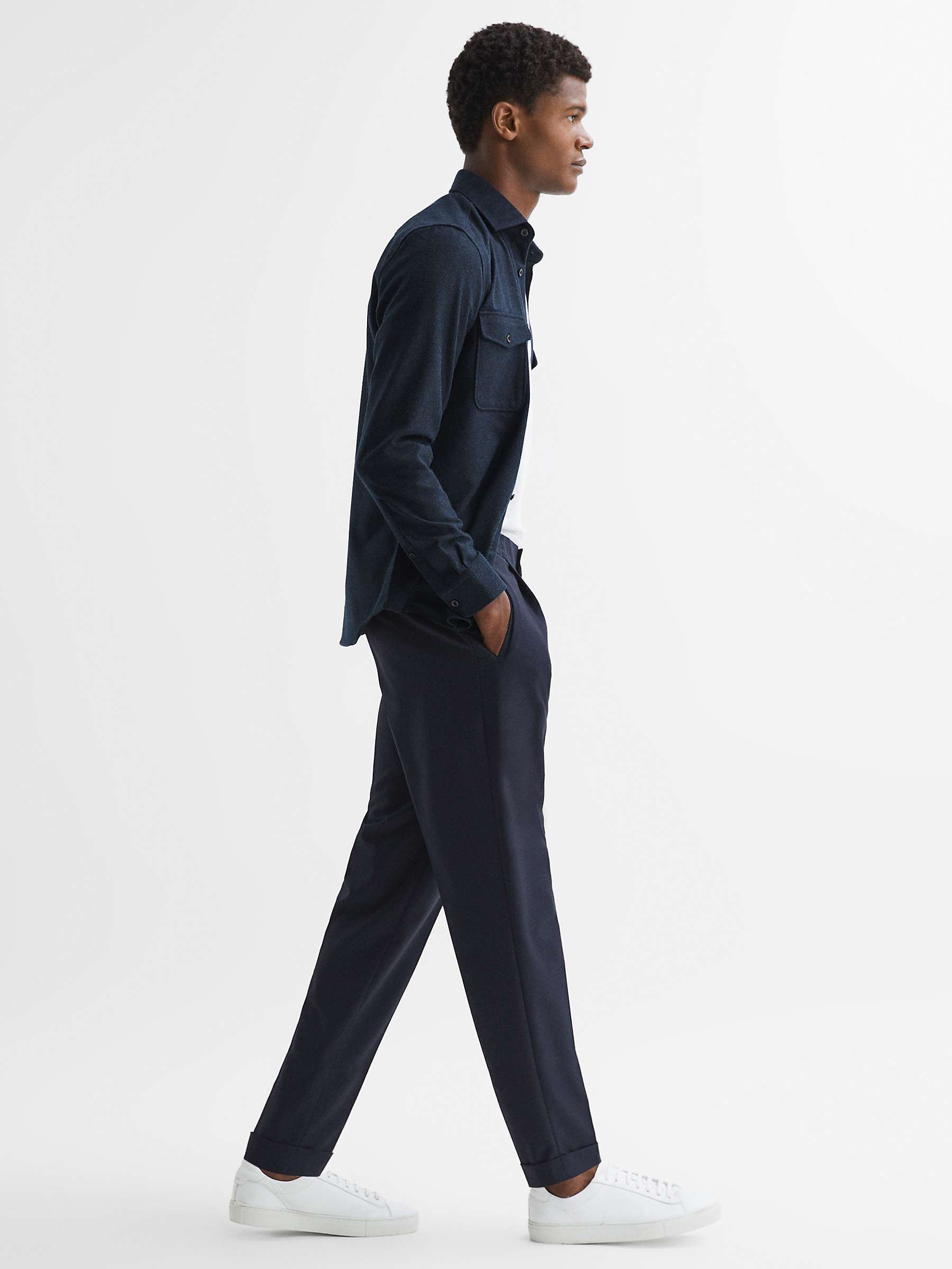 Reiss Chaser Long Sleeve Twin Pocket Shirt, Navy at John Lewis & Partners