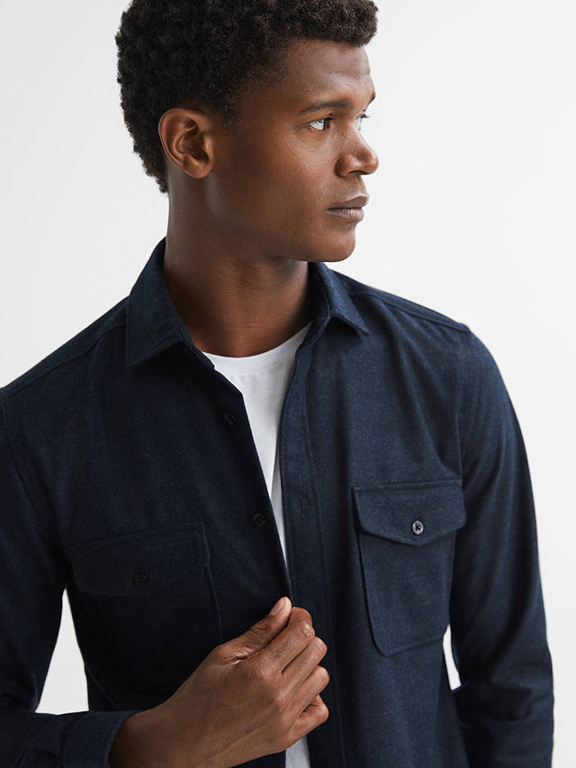 Reiss Chaser Long Sleeve Twin Pocket Shirt, Navy