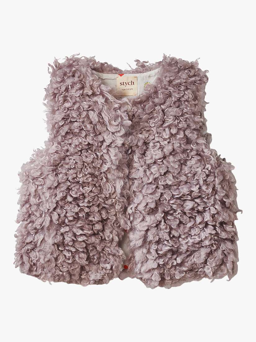 Buy Stych Kids' Shaggy Round Neck Gilet, Pink Online at johnlewis.com