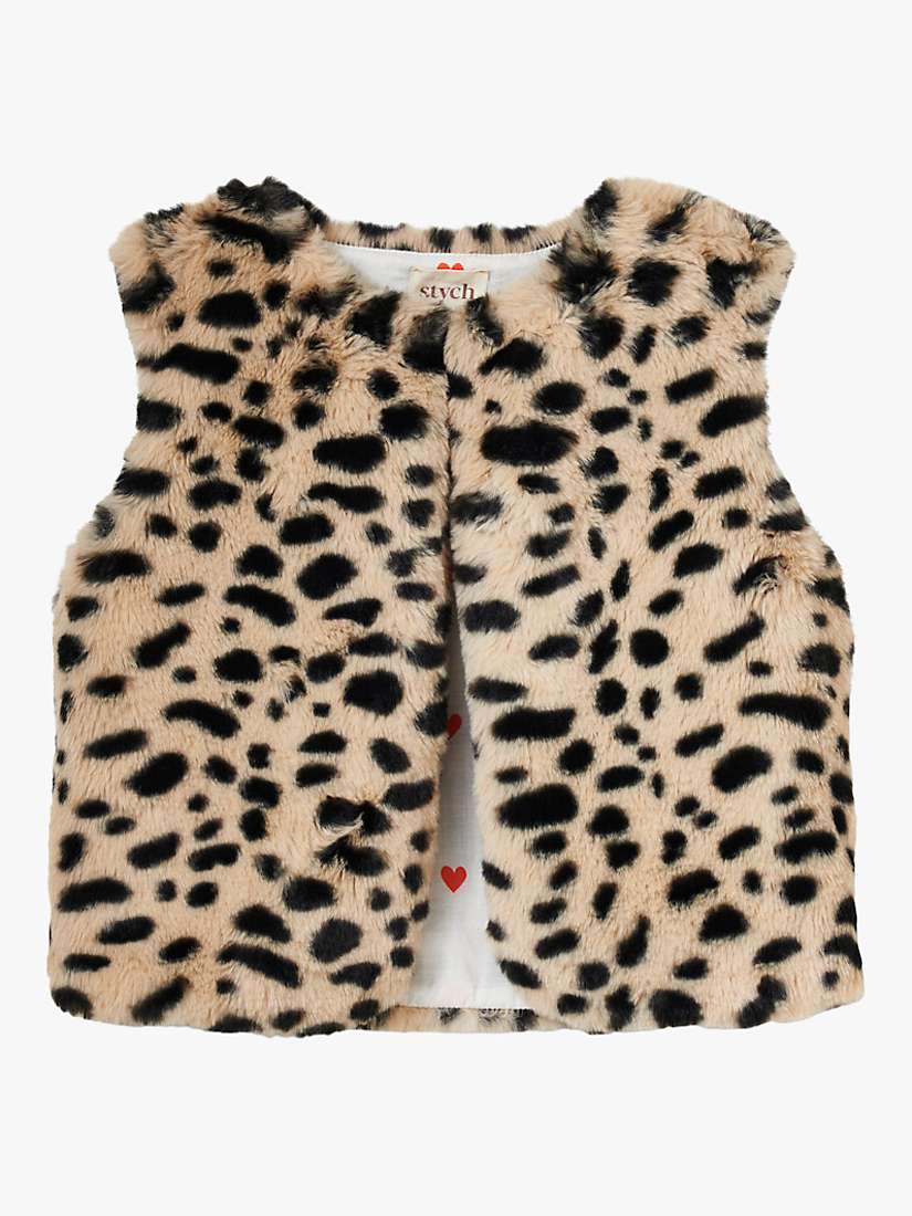 Buy Stych Kids' Faux Fur Leopard Gilet, Black/Multi Online at johnlewis.com