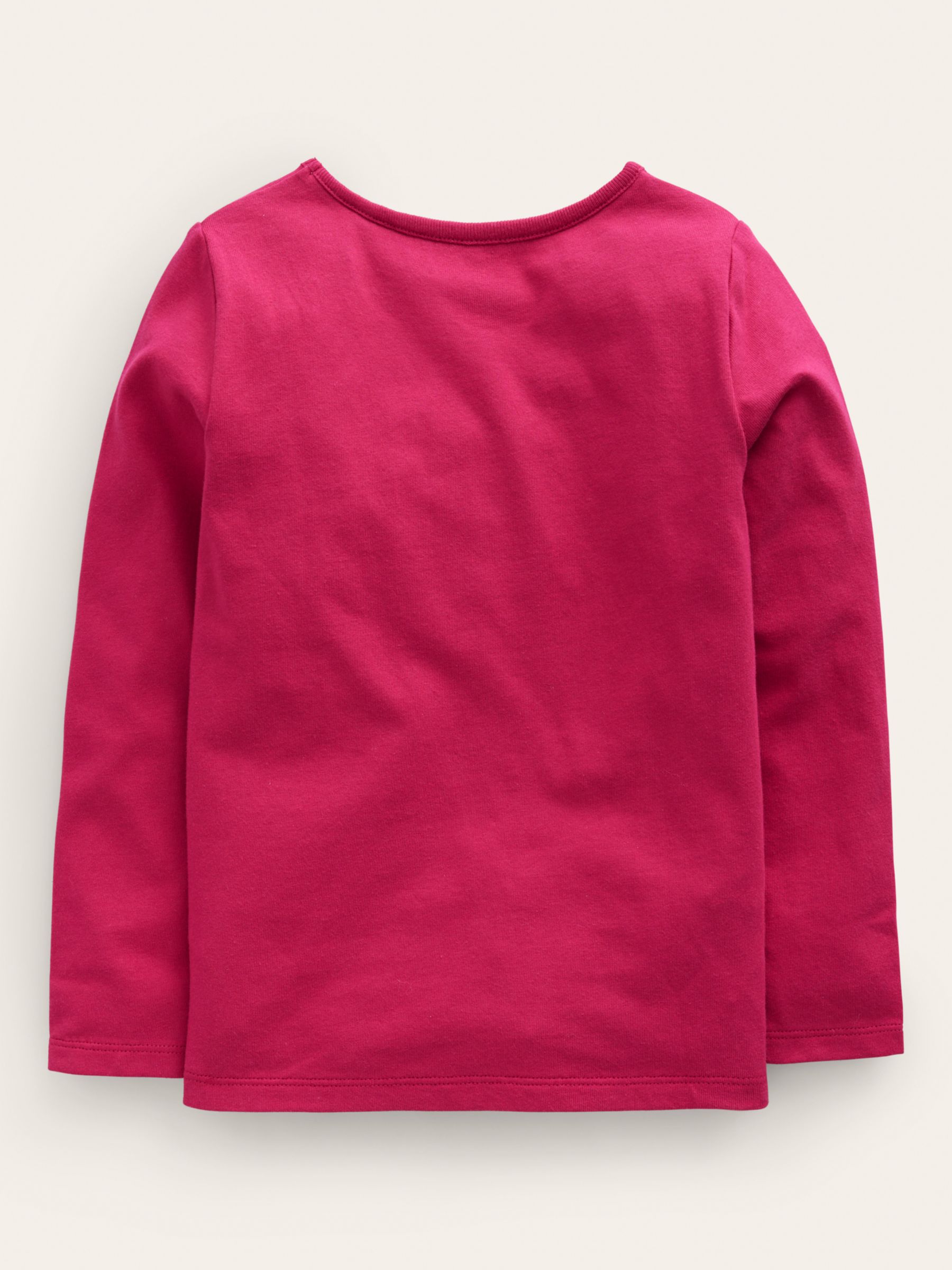 Mini Boden Kids' Penelope Deer Applique Long Sleeve Top, Pink