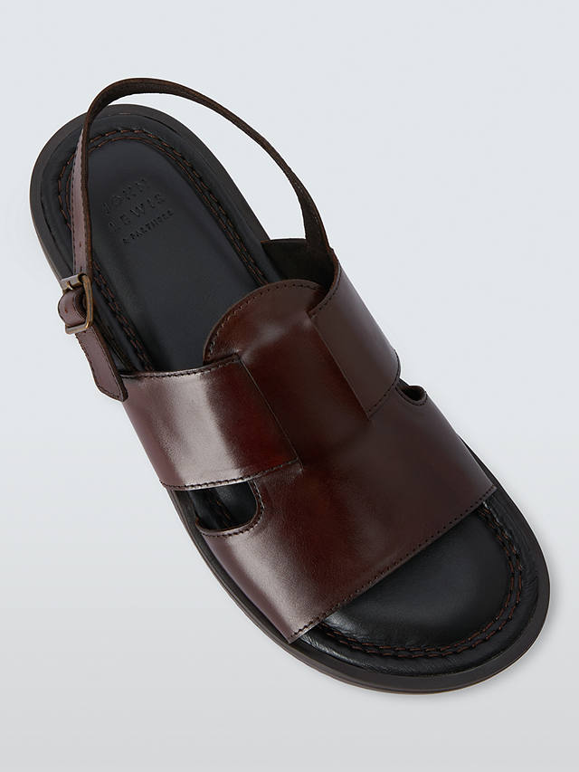 John Lewis Leather Double Strap Sandals, Brown