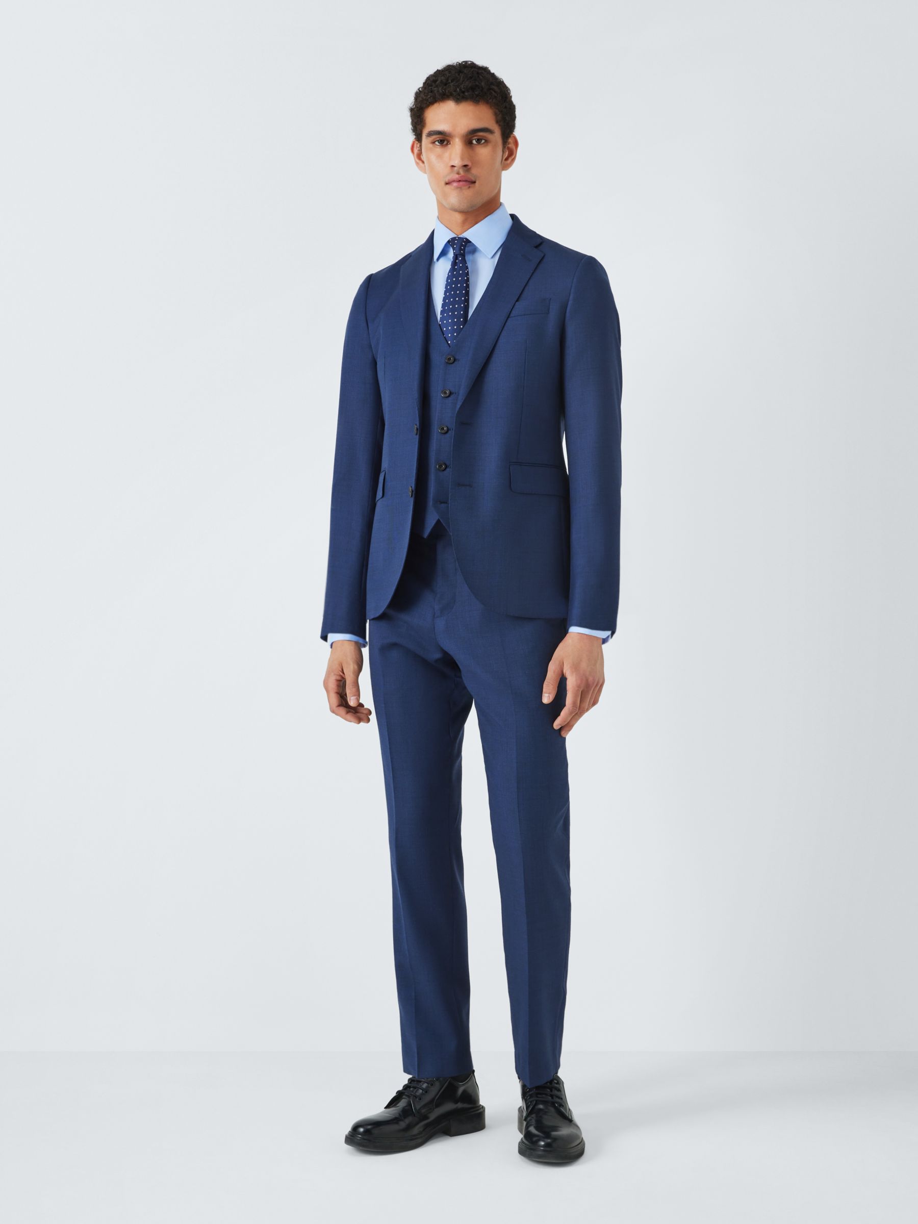 John Lewis Clarendon Wool Regular Suit Waistcoat, Royal Blue, 50 R