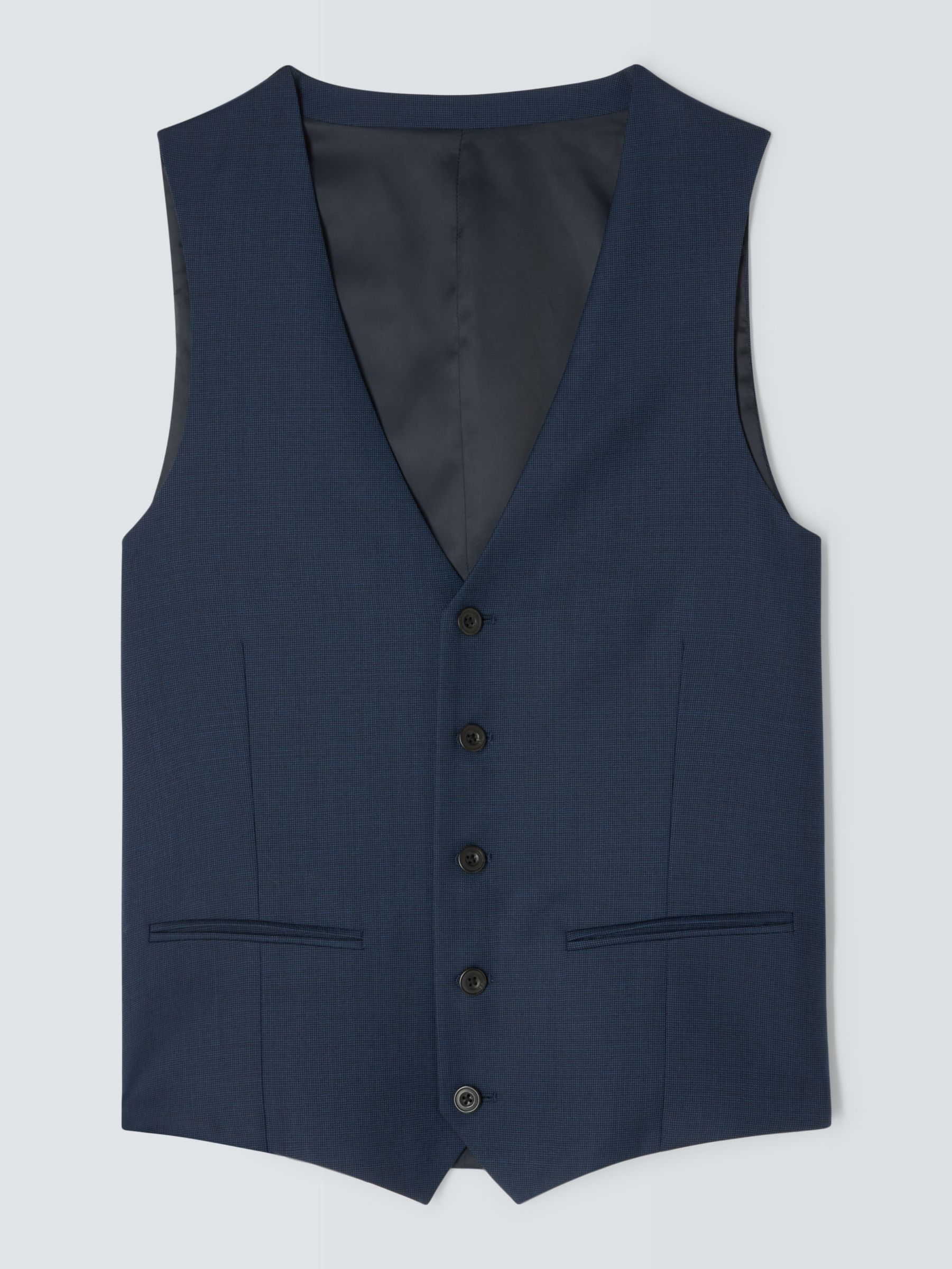 John Lewis Clarendon Wool Regular Suit Waistcoat, Royal Blue, 50 R