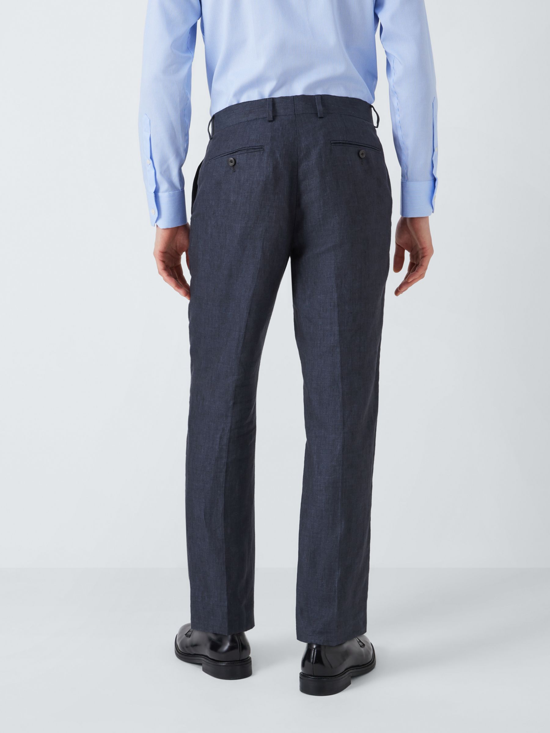 John Lewis Cambridge Linen Regular Fit Trousers, Navy, 30R
