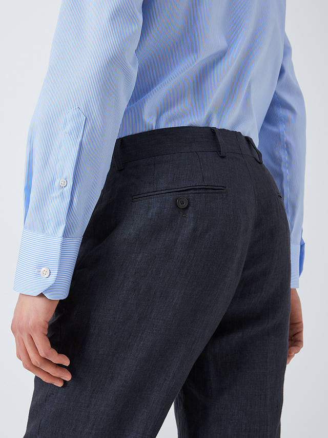 John Lewis Cambridge Linen Regular Fit Trousers, Navy