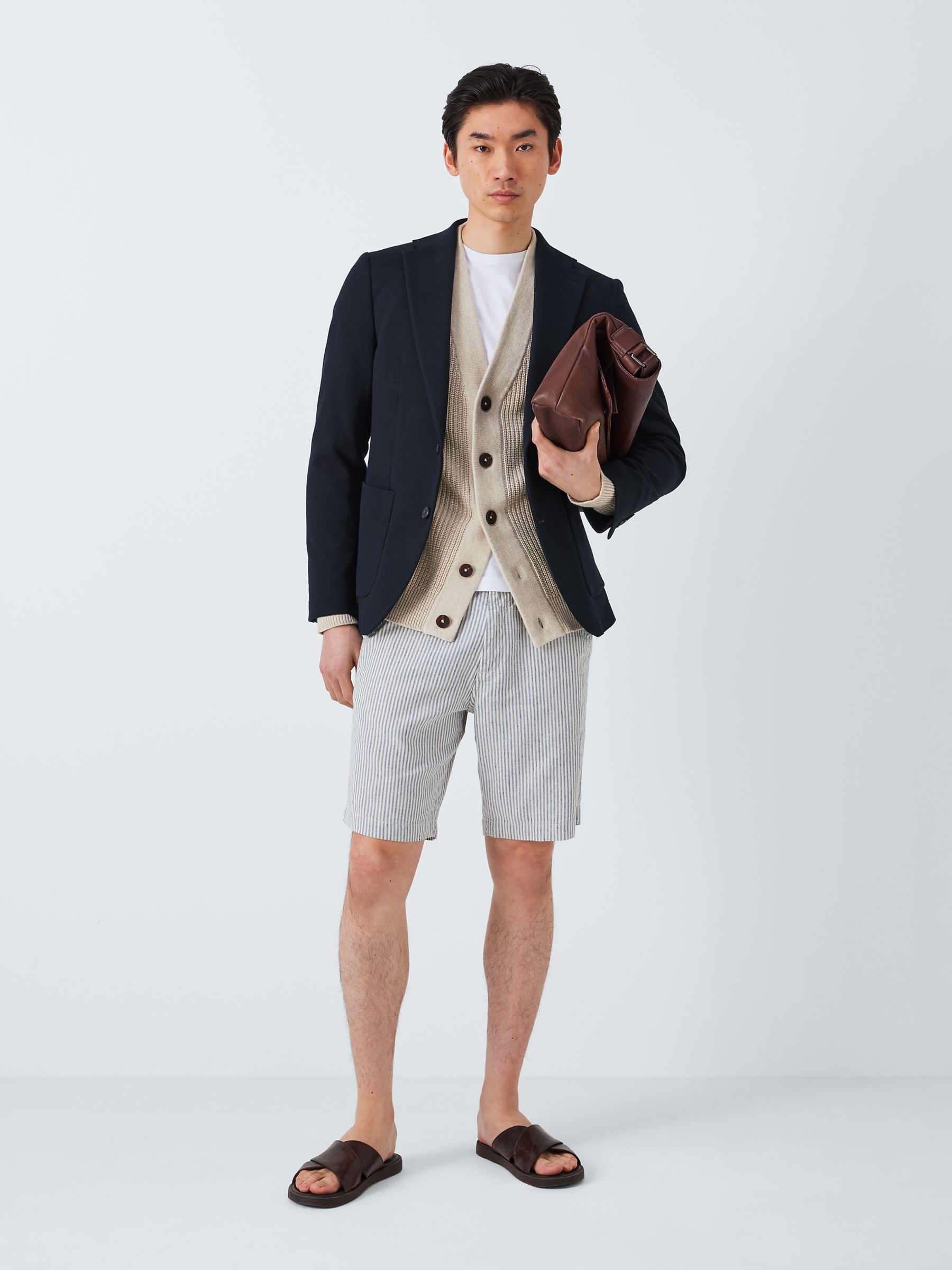 Buy John Lewis Burford Cotton Blend Regular Fit Blazer, Navy Online at johnlewis.com